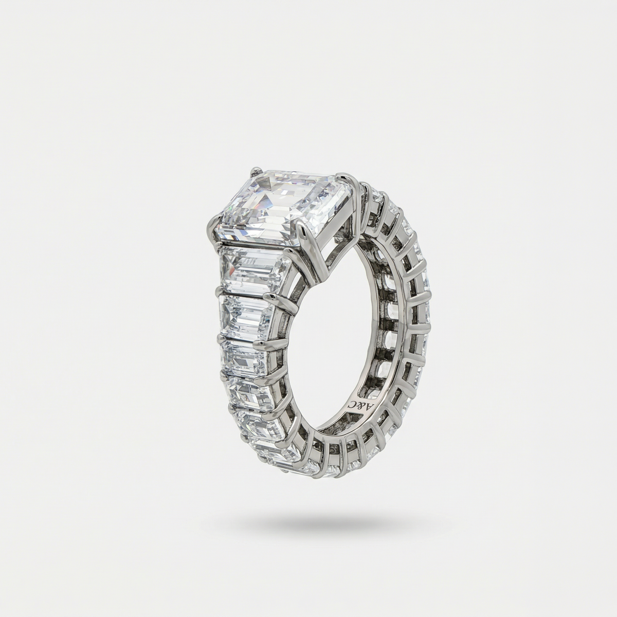 Princess Eternity Ring with White Radiant Stone – on White Gold