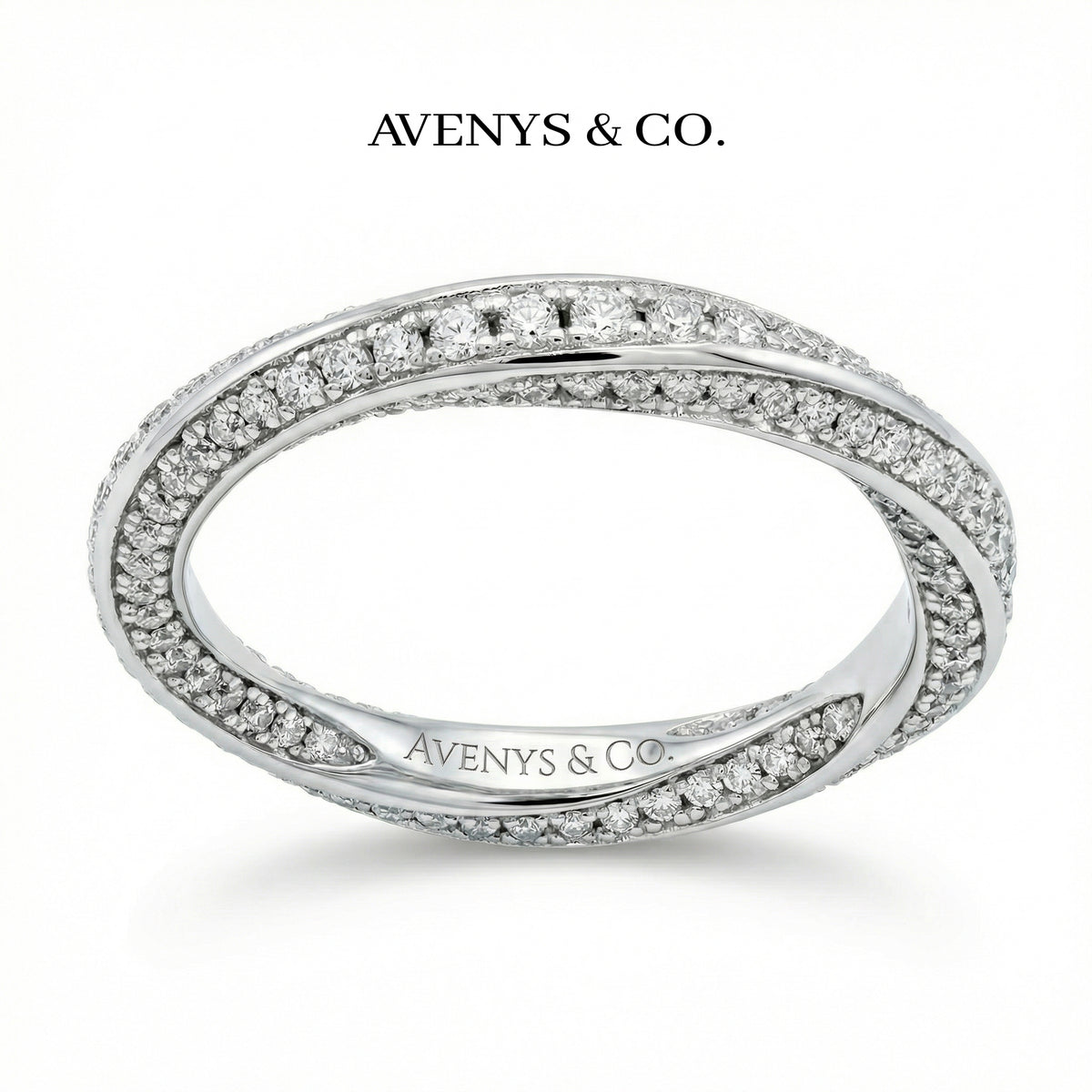 Spiral Ring with White Round Stone – on White Gold