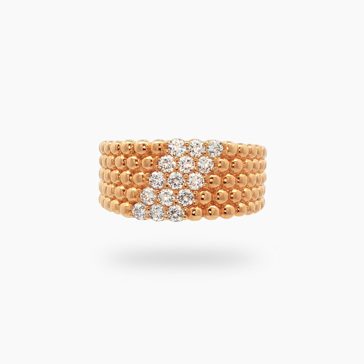 Pearls Classic Ring with White Round Stone – on Yellow Gold