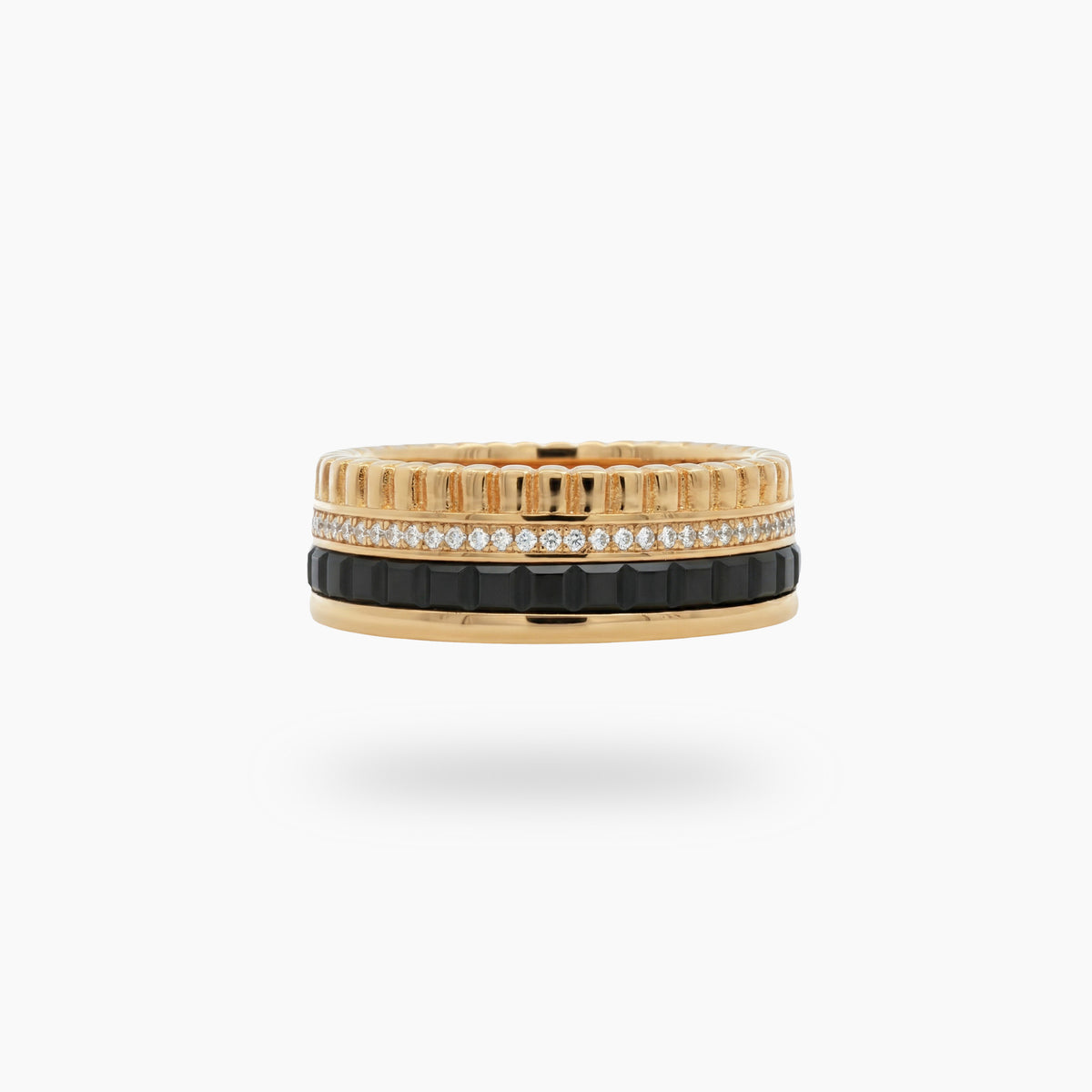Quatre Ring with White Round Stone – on Yellow Gold