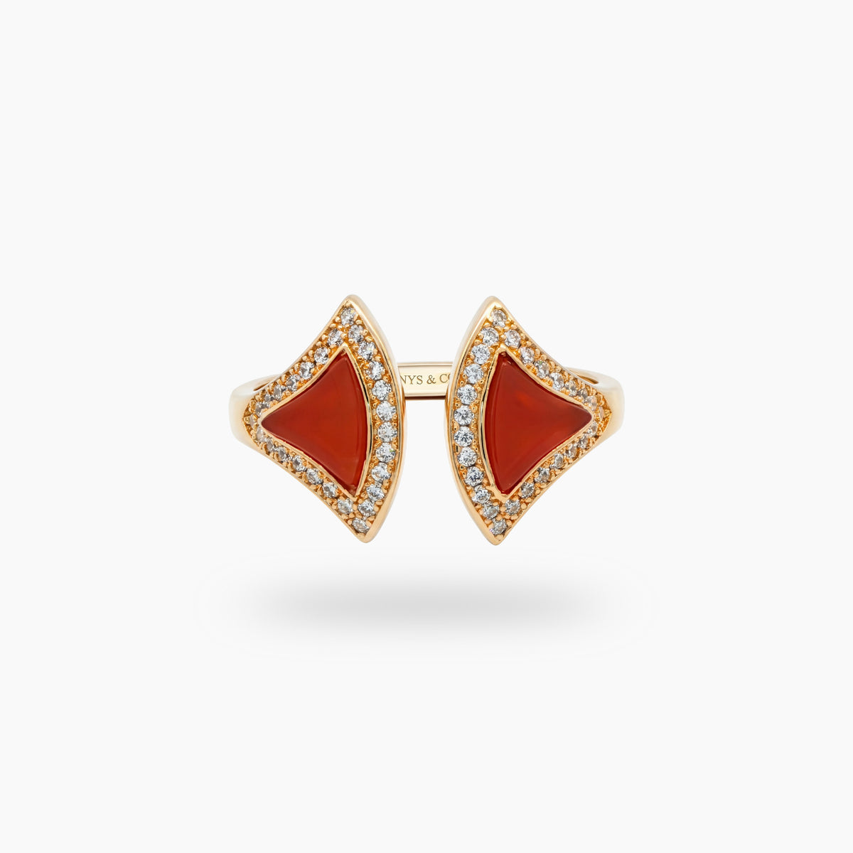 Fan Halo Ring with White Round Stone – on Yellow Gold