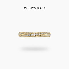 Spiral Ring with White Round Stone – on Yellow Gold