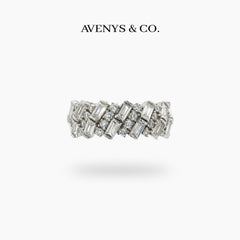 Lattice Classic Ring with White Round Stone – on White Gold