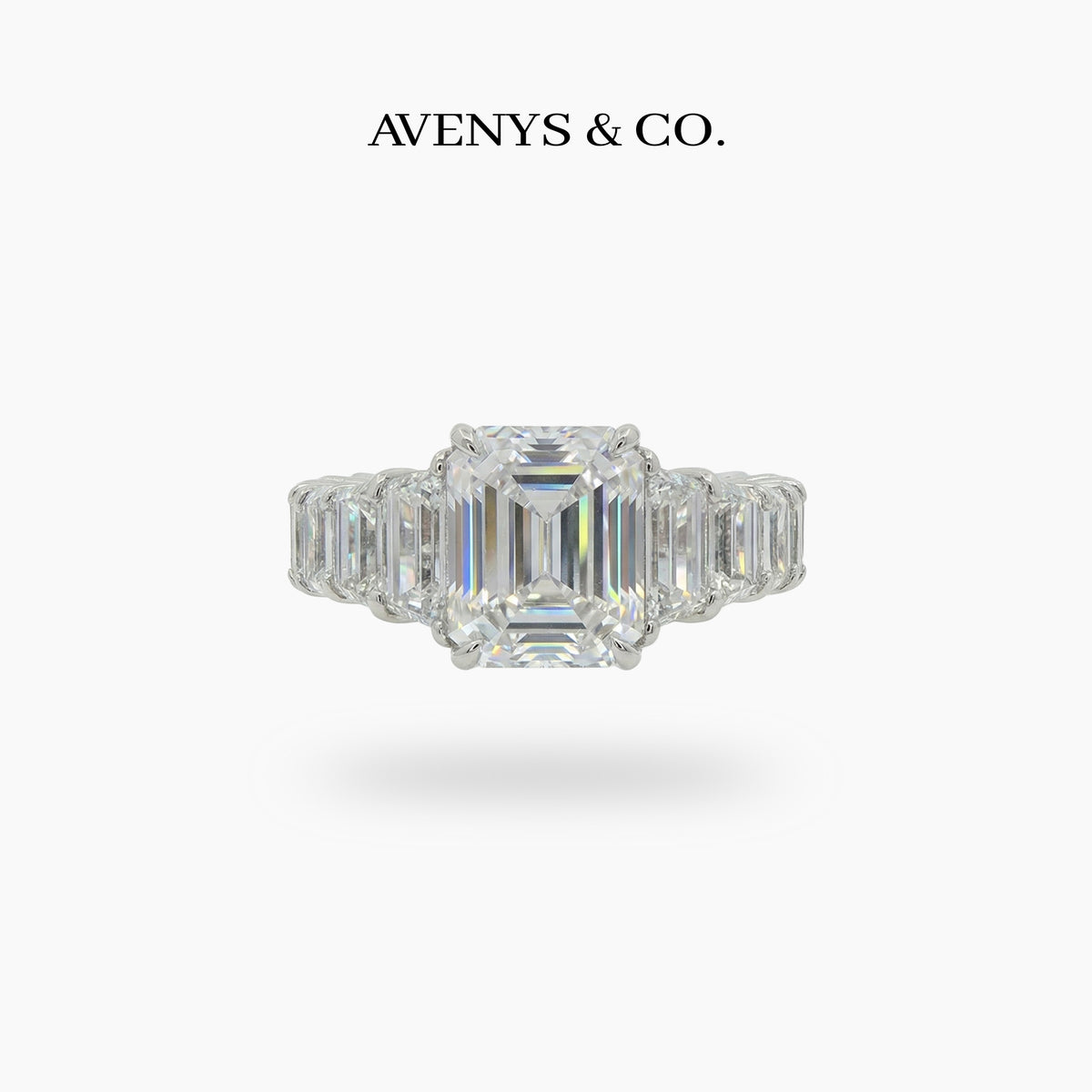 Princess Eternity Ring with White Radiant Stone – on White Gold