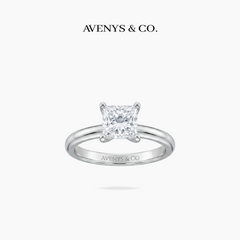 Princess Delicate Ring with White Princess Stone – on White Gold