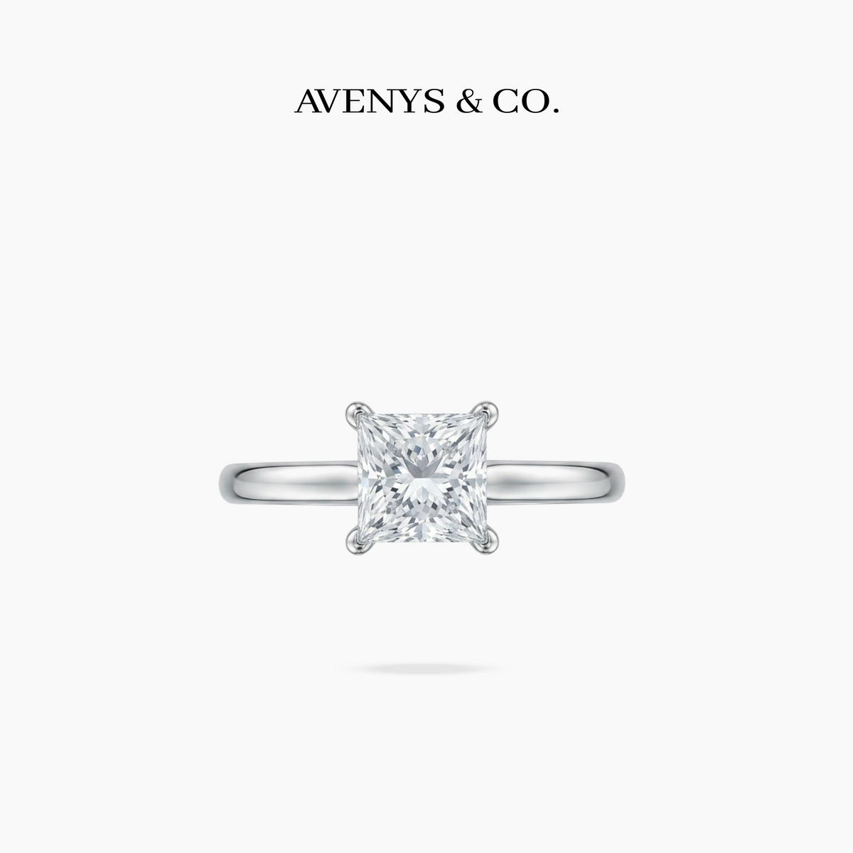 Princess Delicate Ring with White Princess Stone – on White Gold