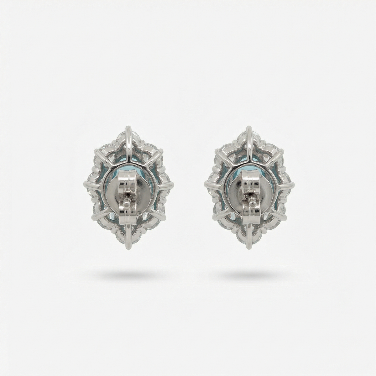 Bloom Halo Earrings with Paraiba Oval Stone – on White Gold
