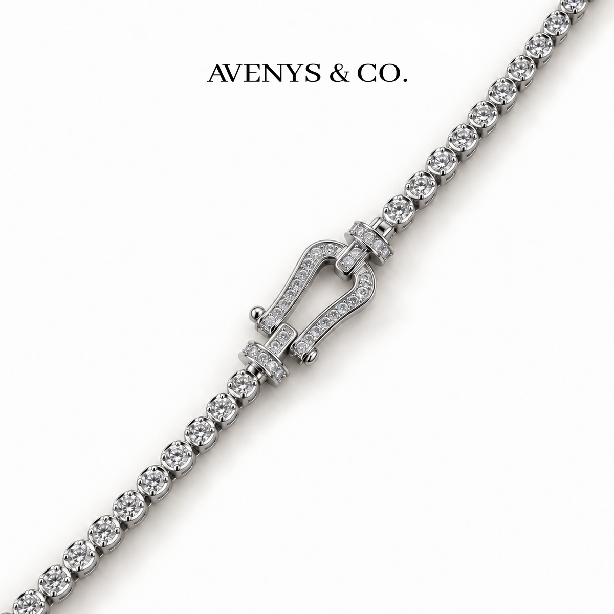 AV Anchor™ Tennis Bracelet - on White Gold — Shackle motif detail