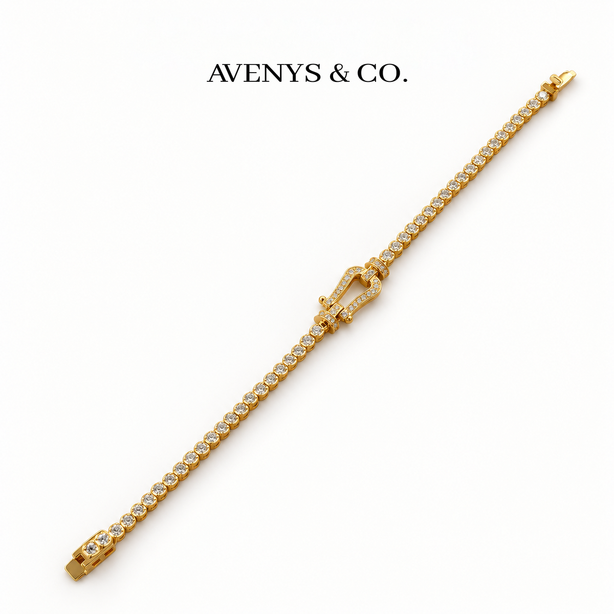 AV Anchor™ Tennis Bracelet - on Yellow Gold — Full bracelet