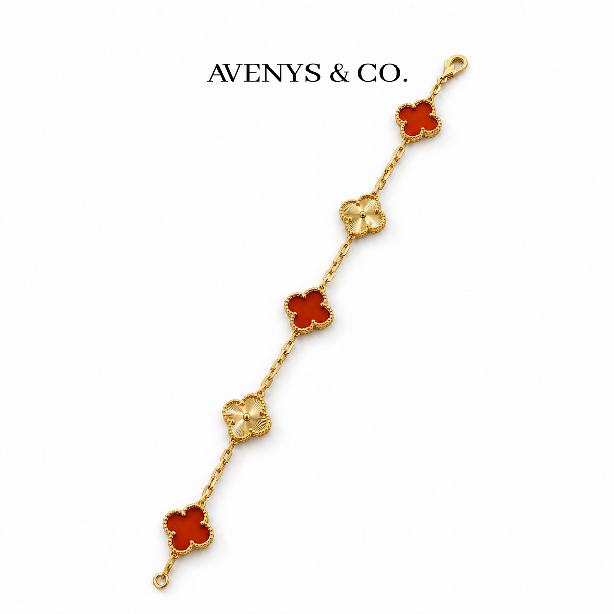 Full Red and Gold Sunburst bracelet with faceted chain and lobster clasp