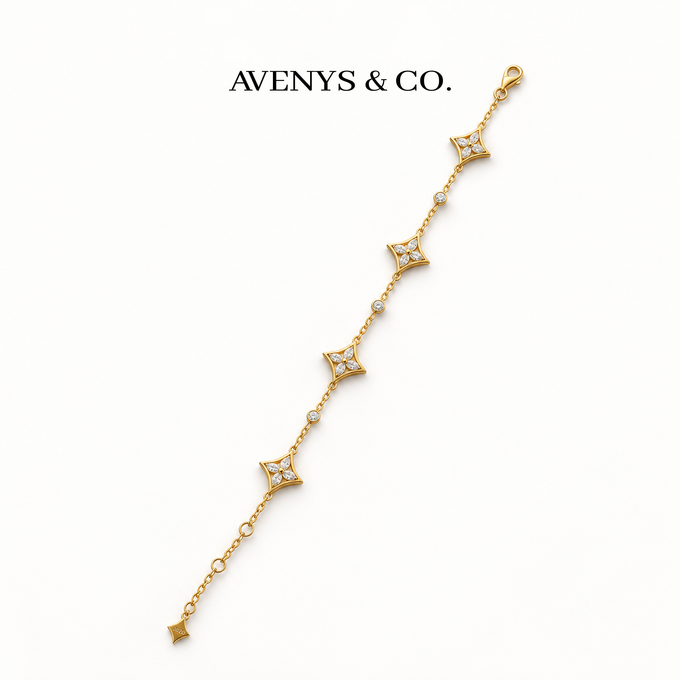 AV Bloom Starburst Bracelet on Yellow Gold — full bracelet