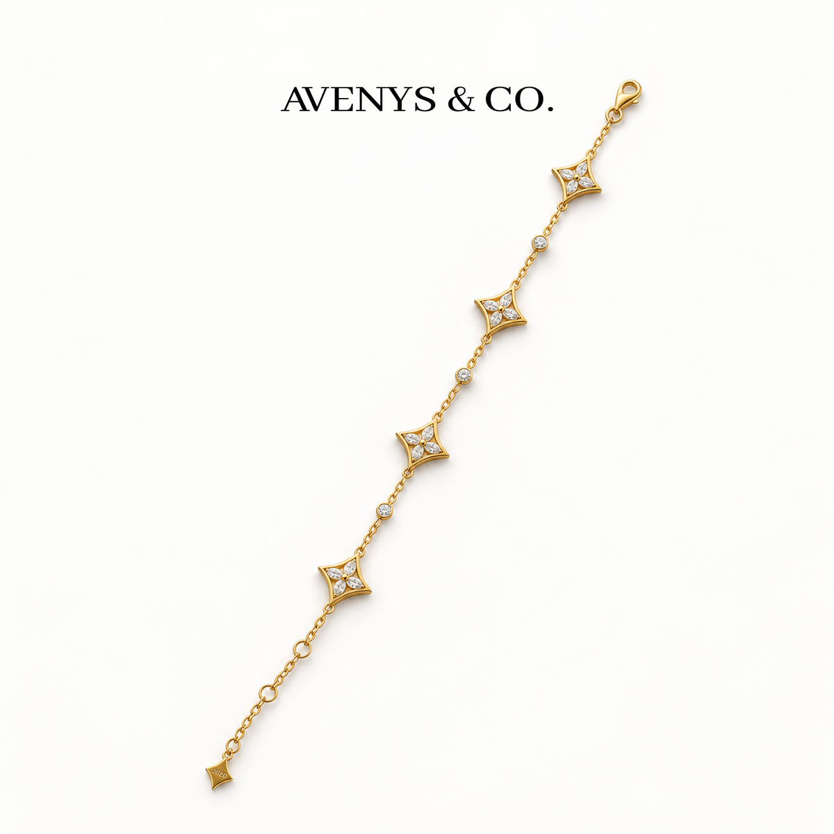 AV Bloom Starburst Bracelet on Yellow Gold — full bracelet