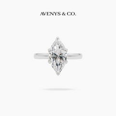 AV Floral™ Marquise Solitaire Ring with White Marquise Stone – on White Gold ... photo 1