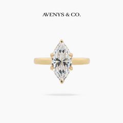 AV Floral™ Marquise Solitaire Ring with White Marquise Stone – on Yellow Gold ... photo 1