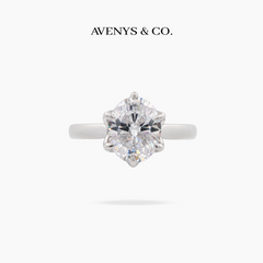 AV Floral™ Oval Solitaire Ring with White Oval Stone – on White Gold ... photo 1