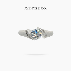 Floating Round Diamond Ring with White Round Stone – on White Gold — WEB lead photo