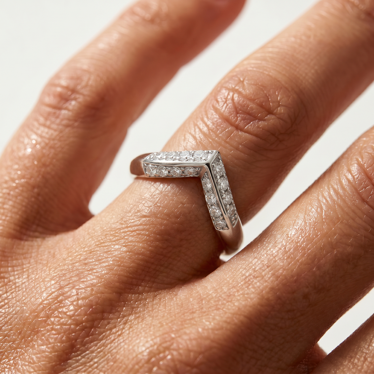 V Pave Eternity Ring - on White Gold — WEB view 5