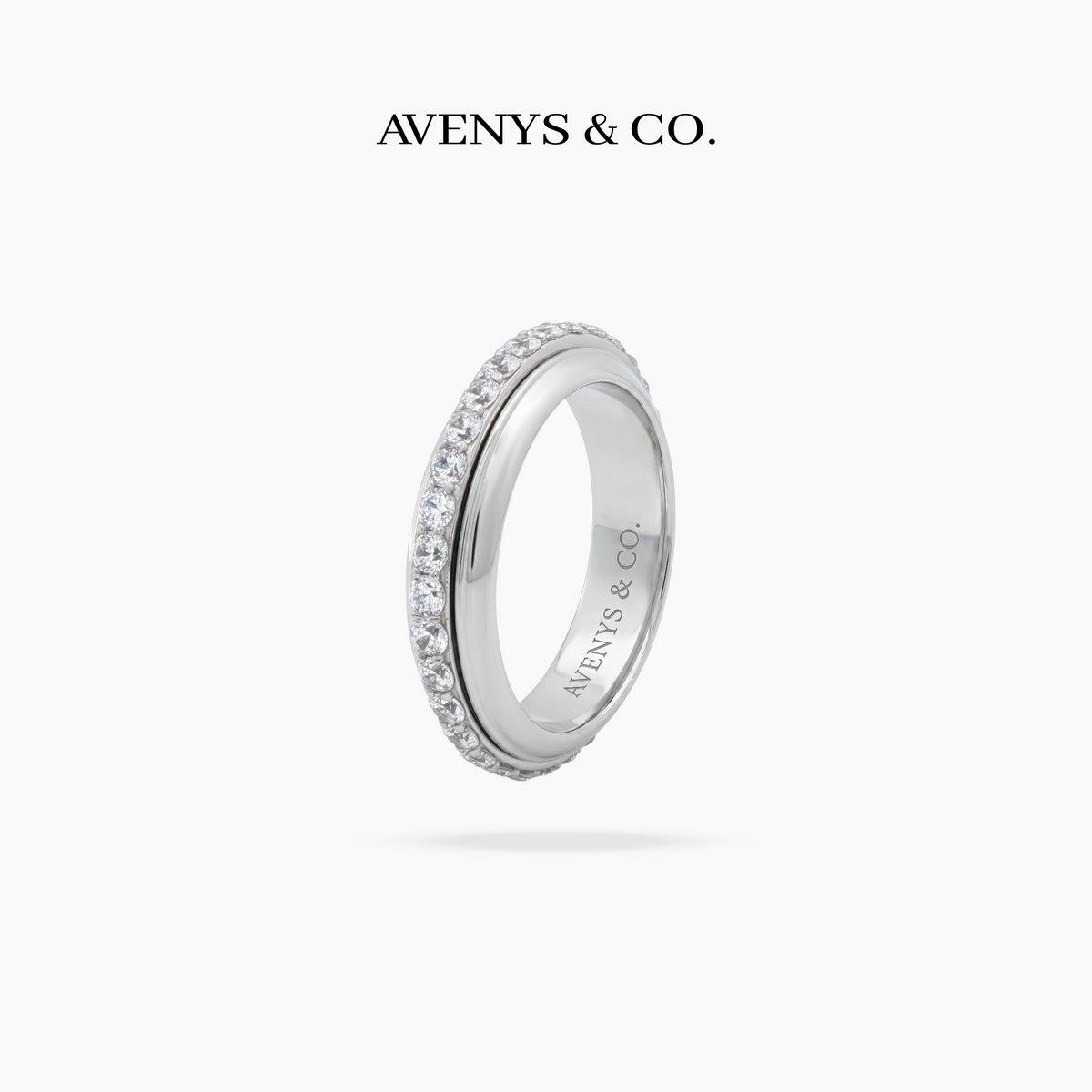 Motion Pave Slim Ring - on White Gold — WEB view 2