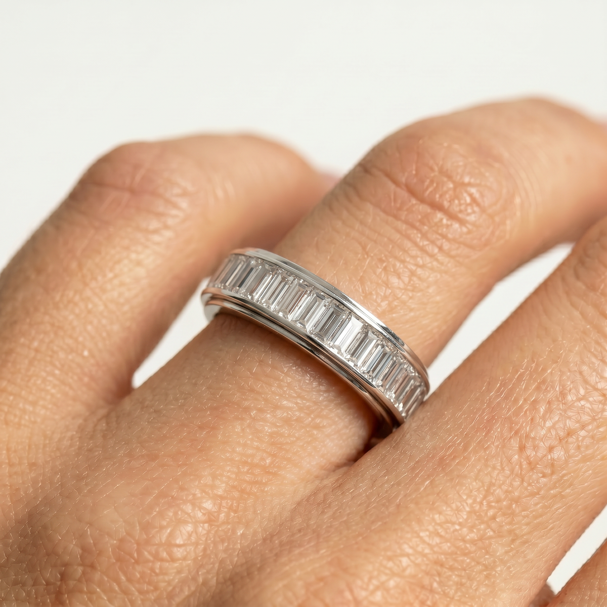 Motion Baguette Ring - on White Gold — WEB view 5