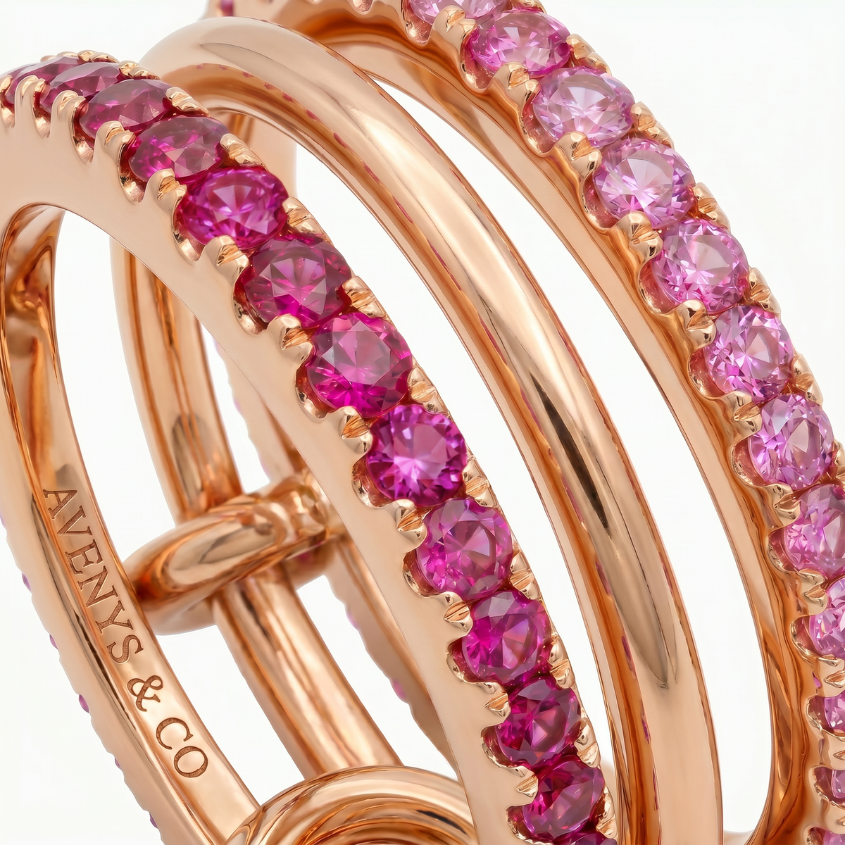 Triple Link Ring - on Yellow Gold — WEB view 4