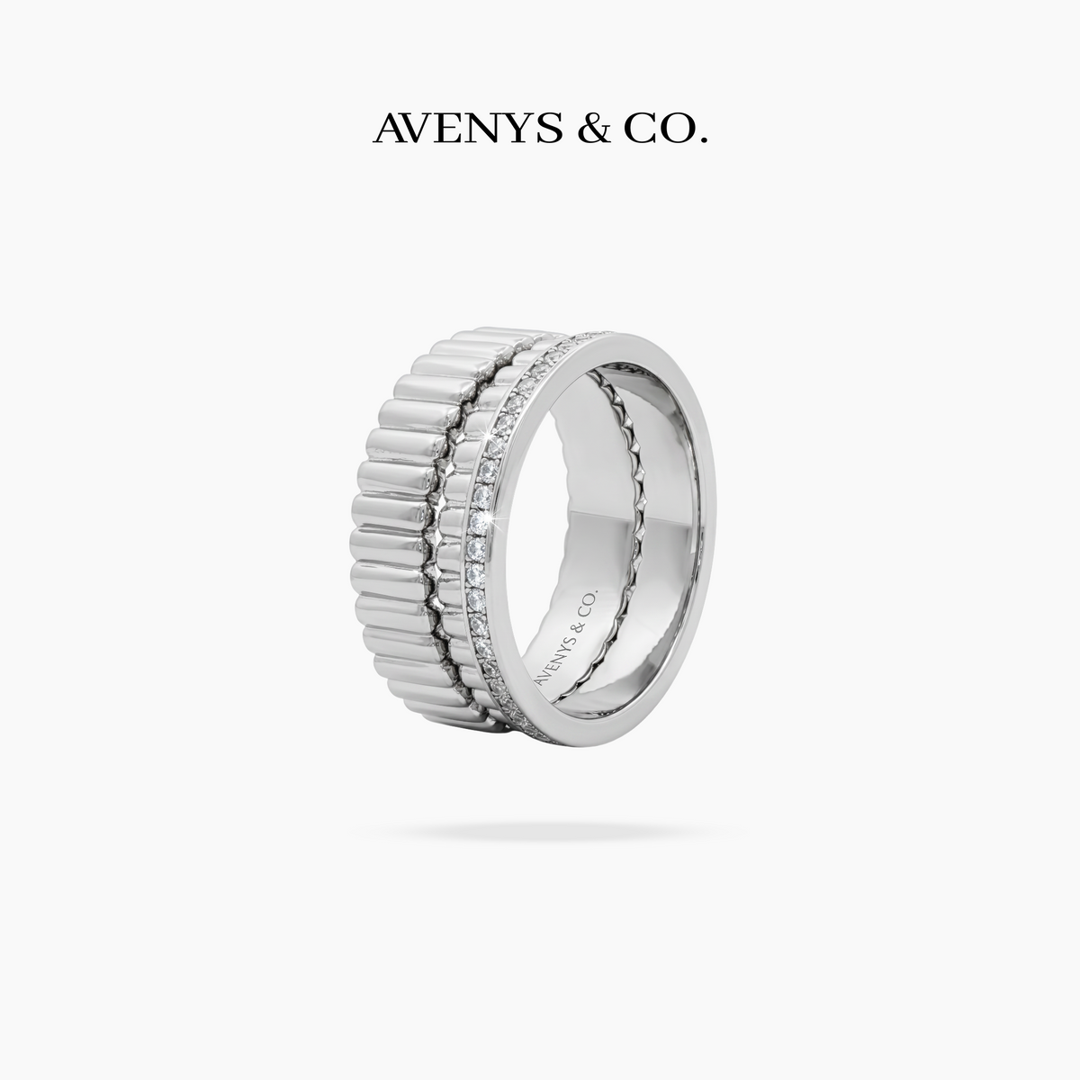 Quatre Duo Band Ring Set - on White Gold — WEB view 2