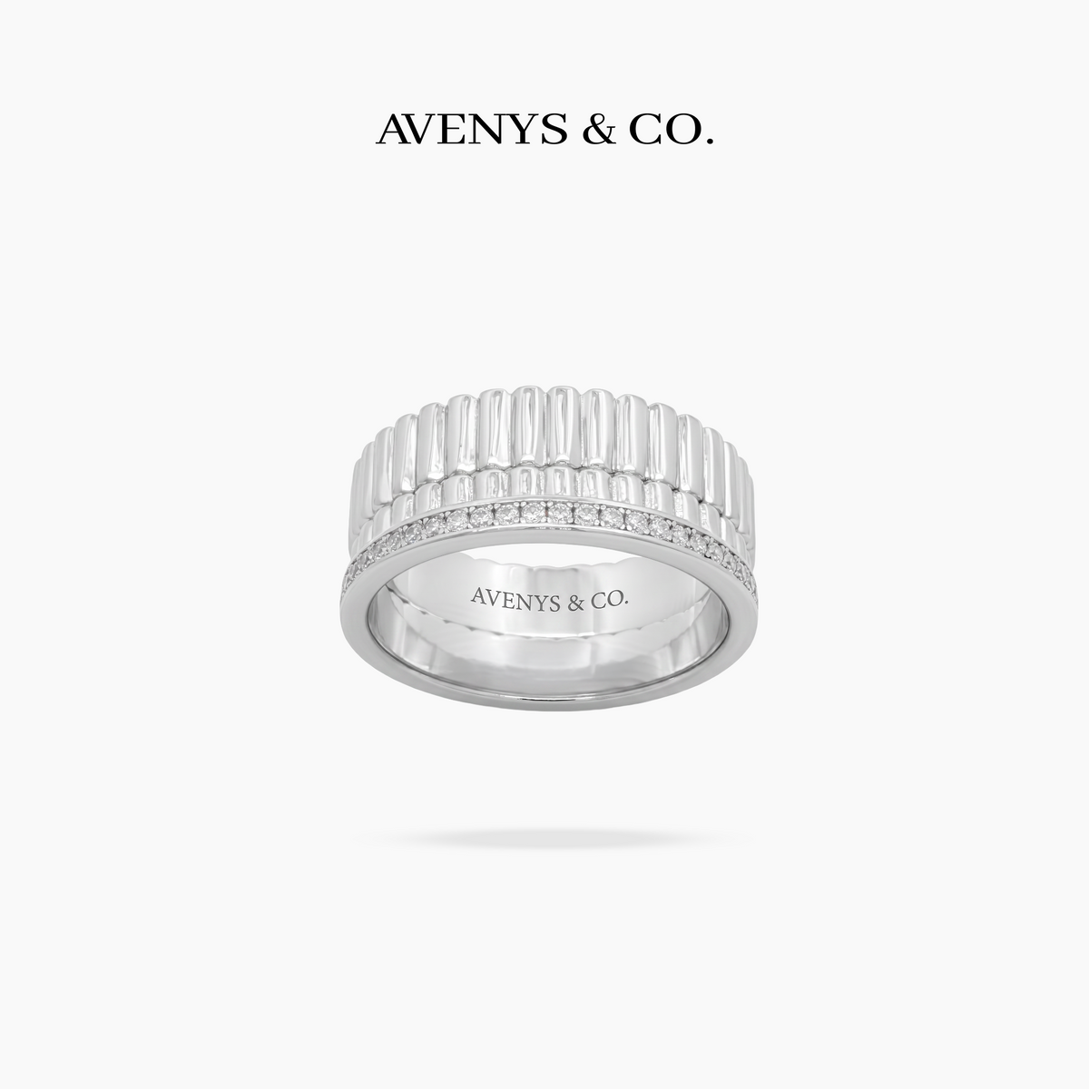 Quatre Duo Band Ring Set - on White Gold — WEB view 3