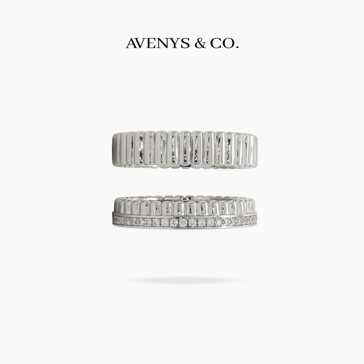 Quatre Duo Band Ring Set - on White Gold — WEB view 8