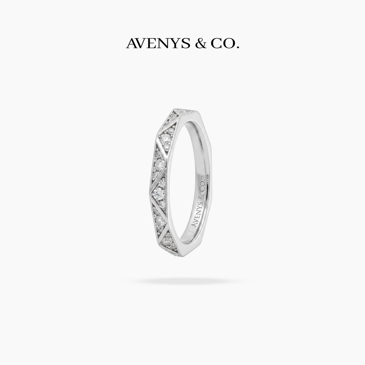 Prism Pave Ring - on White Gold — WEB view 2