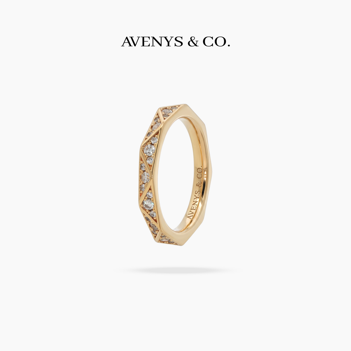 Prism Pave Ring - on Yellow Gold — WEB view 2