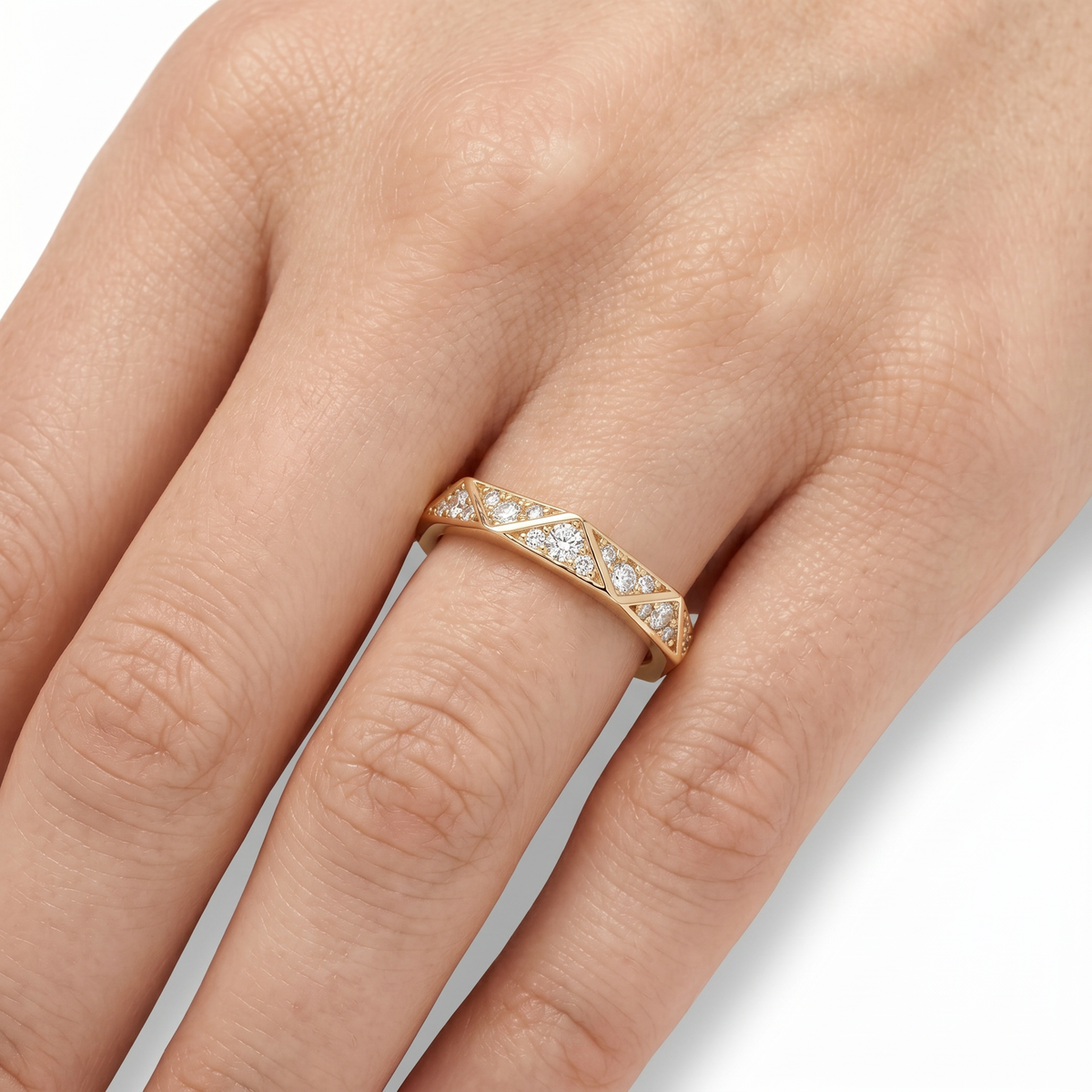 Prism Pave Ring - on Yellow Gold — WEB view 5