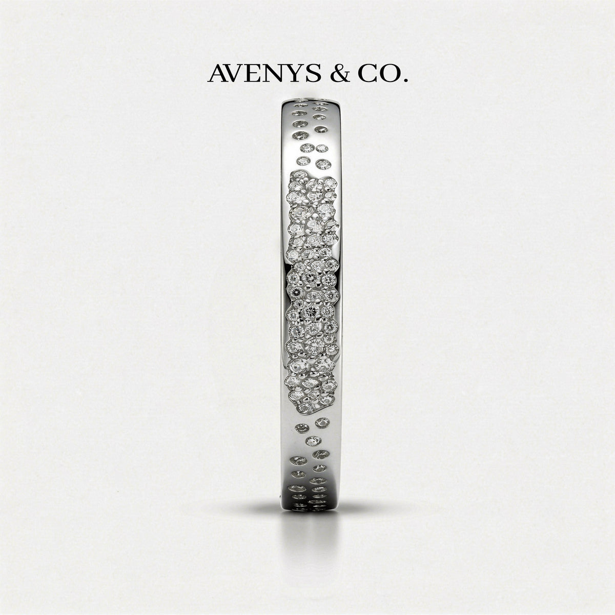 Constellation Bangle with White Round Stone – on White Gold — additional WEB view
