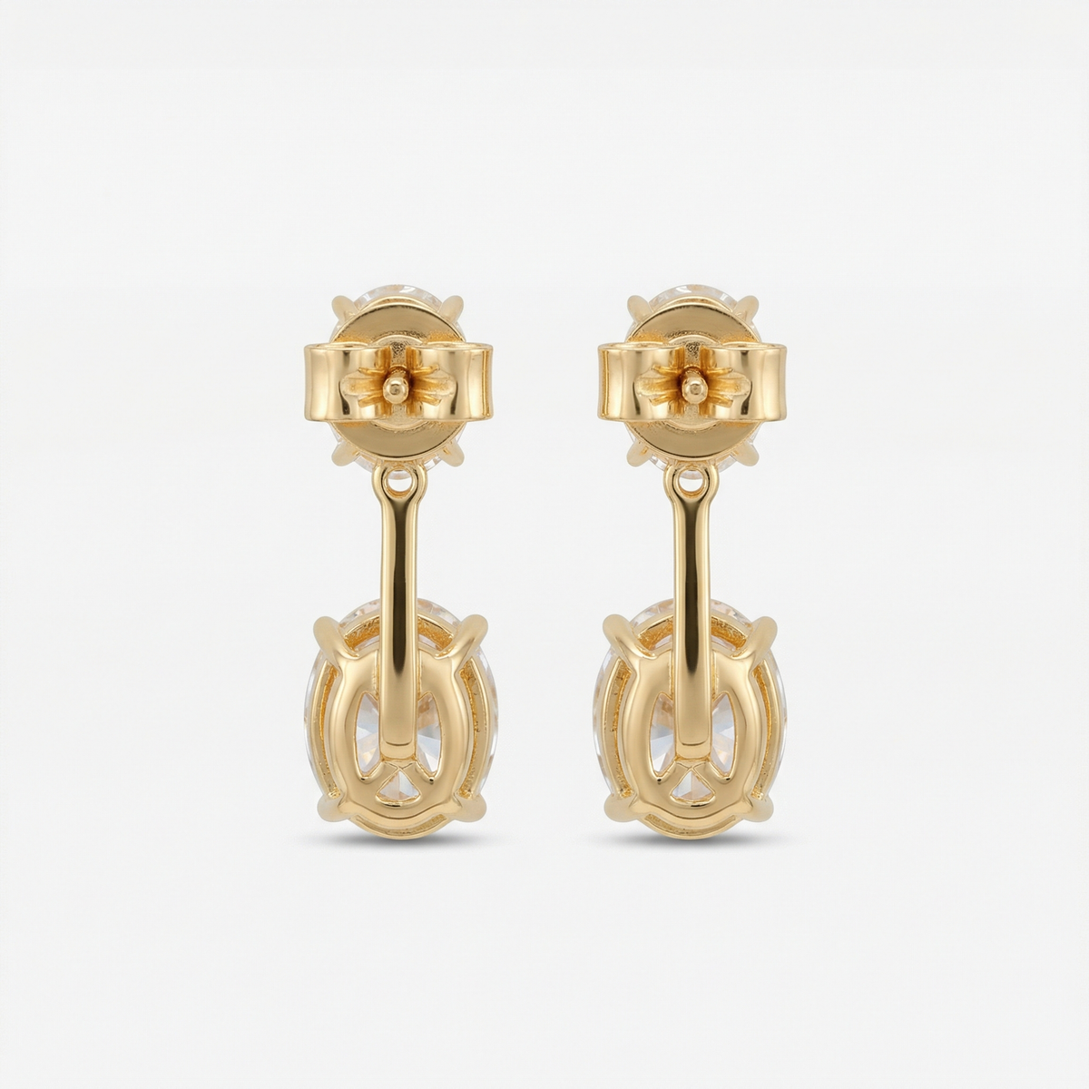 Air Drop Earrings with White Oval Stone – on Yellow Gold