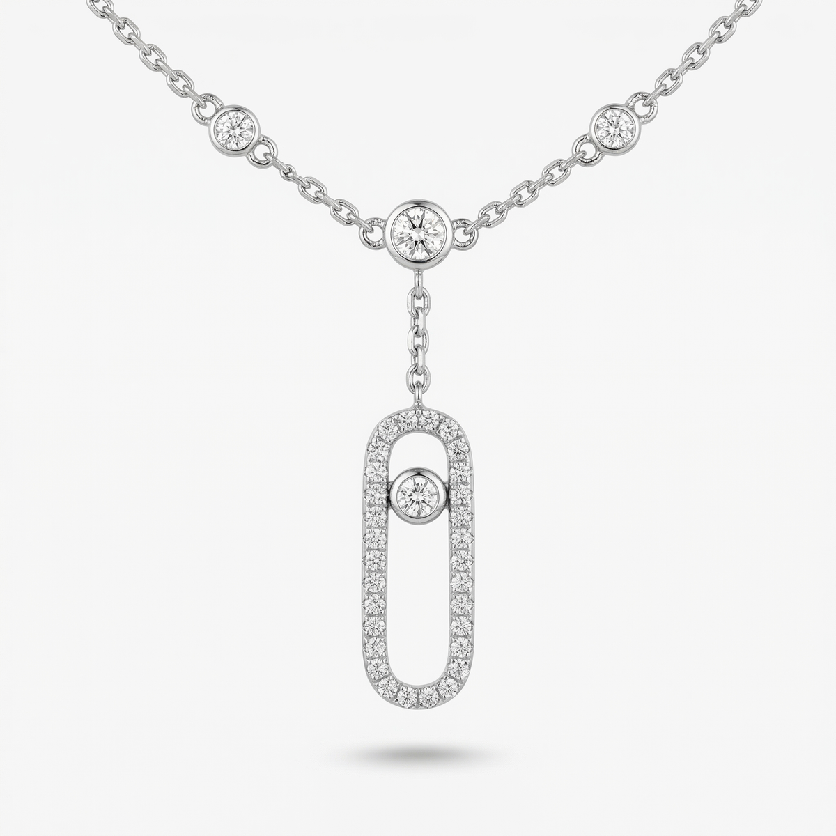 Elegant White Gold Finish Diamond Pendant Necklace