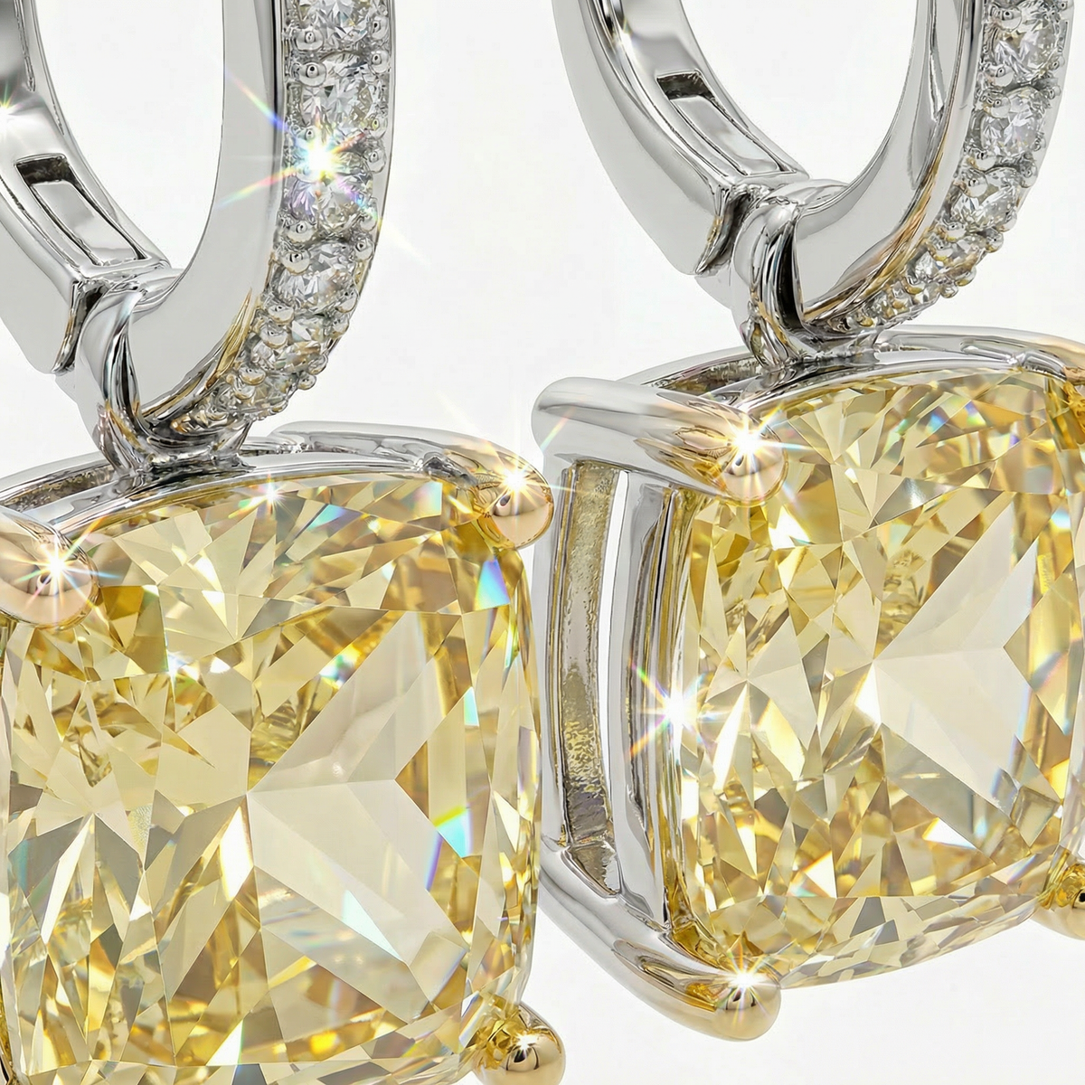 Princess Drop Earring with Yellow Princess Stone – on White Gold