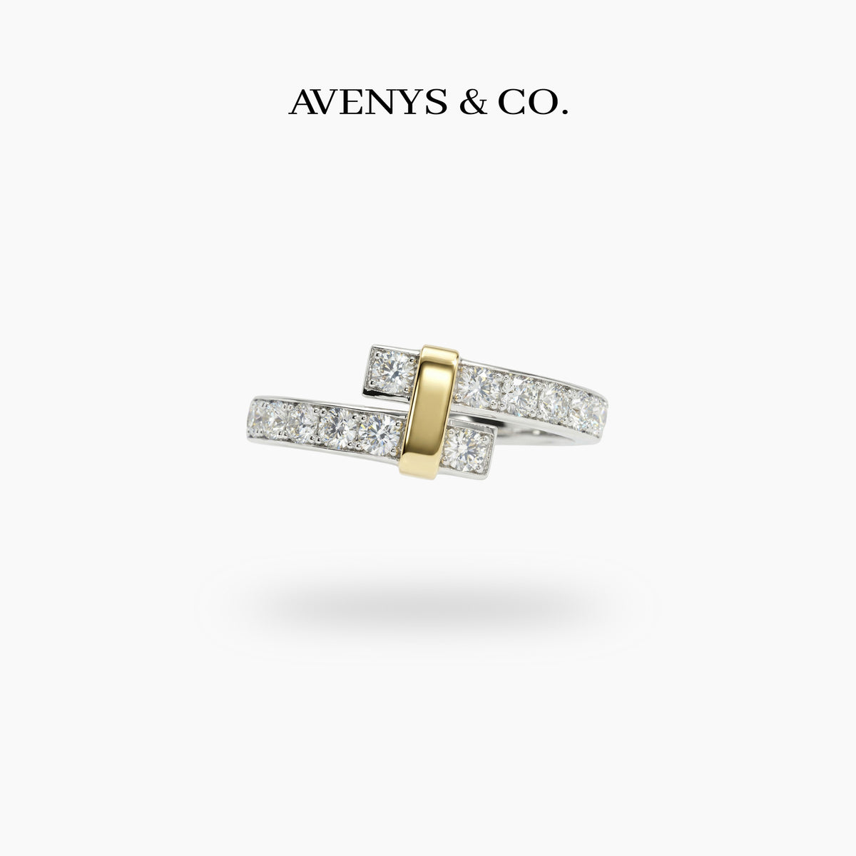 Keystone Pave Ring with White Round Stone – on White Gold