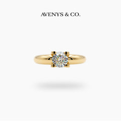 Suspension Max  Ring with White Round Stone – on Yellow Gold