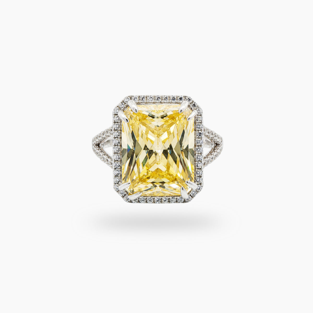 Sunset Radiant Ring with Yellow Radiant Stone – on White Gold