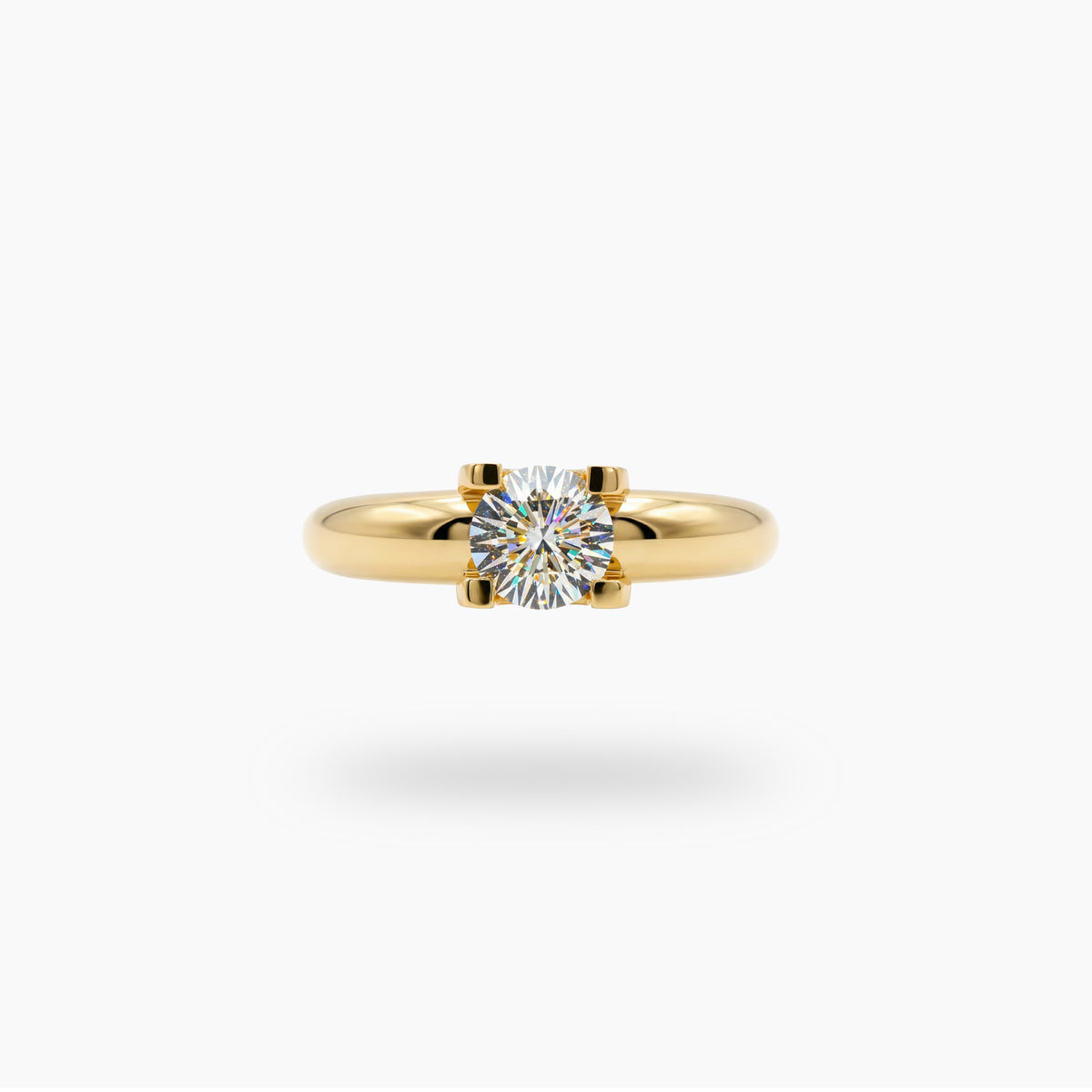 Suspension Max  Ring with White Round Stone – on Yellow Gold