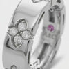 Quatrefoil Ring with White Round Stone on White Gold – product video