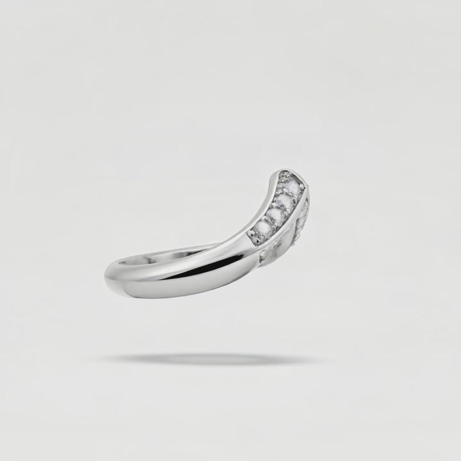 V Pave Eternity Ring - on White Gold — WEB product video