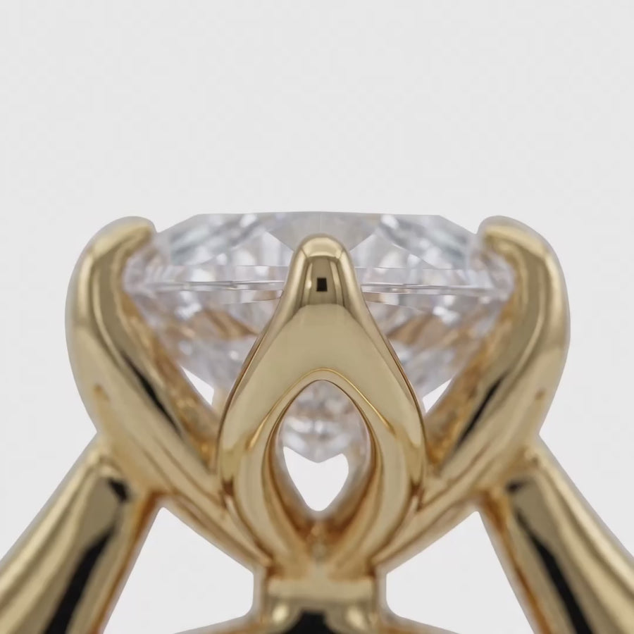 AV Floral™ Marquise Solitaire Ring with White Marquise Stone – on Yellow Gold ... product video