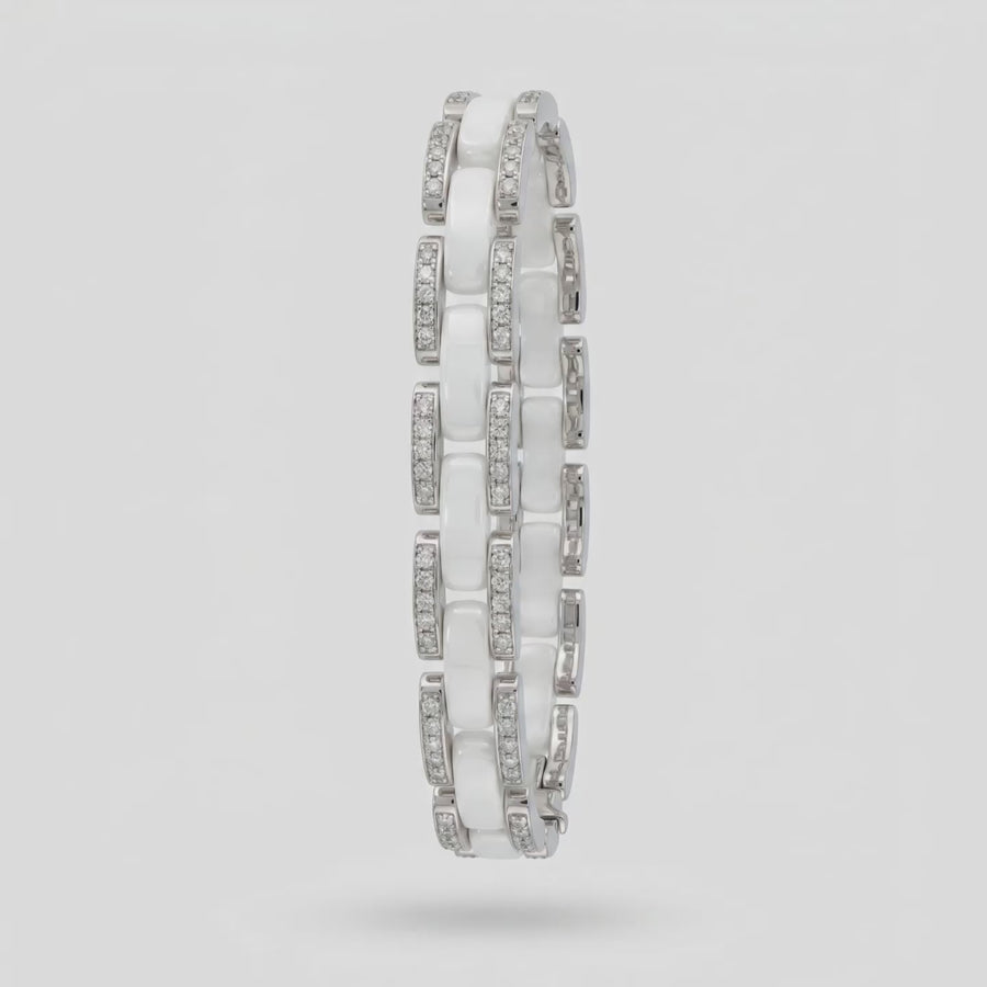 Connected Bracelet with White Round Stone – on White Gold — WEB product video
