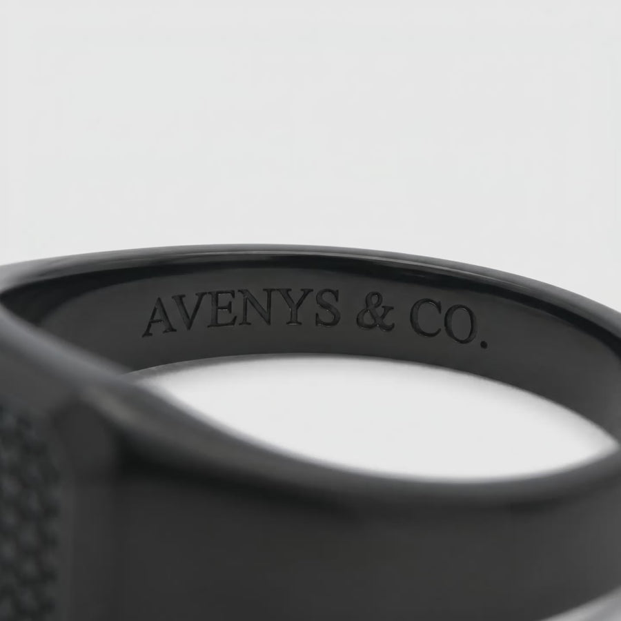 AV Glide™ Pave Signet Ring - on Black Gold — black stones, product video