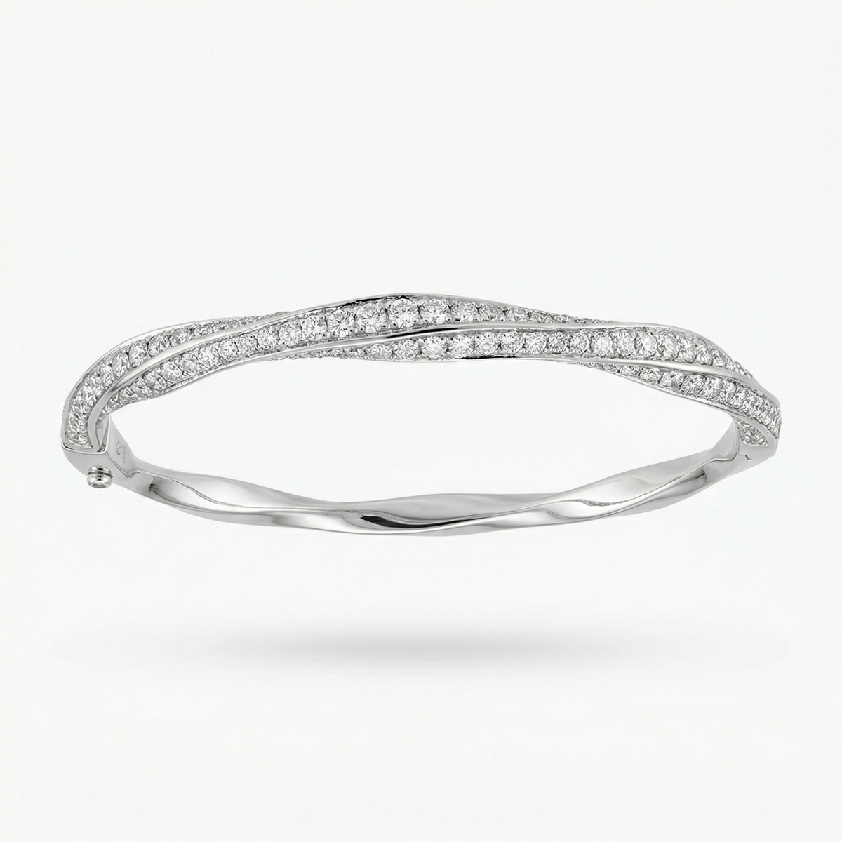 Spiral Bangle with White Round Stone – on White Gold